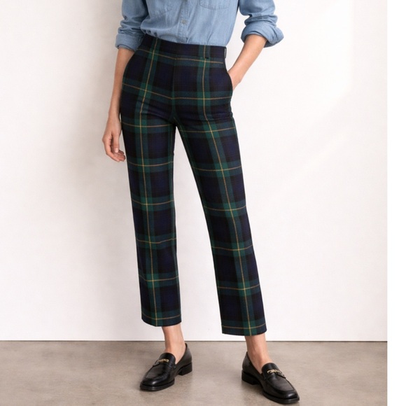 Ralph Lauren Pants - Ralph Lauren Wool Tartan Ankle Pants Navy Green Yellow Plaid